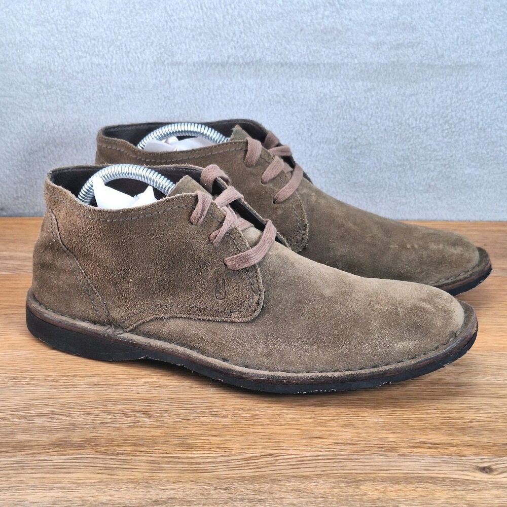 John Varvatos Men's 8.5 UK 7.5 Ankle Boots Tan Brown Suede Leather Lined